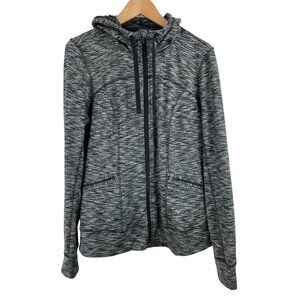 Exertek Womens Size Large Black &amp; White Full Zip Long Sleeve Hooded Jacket